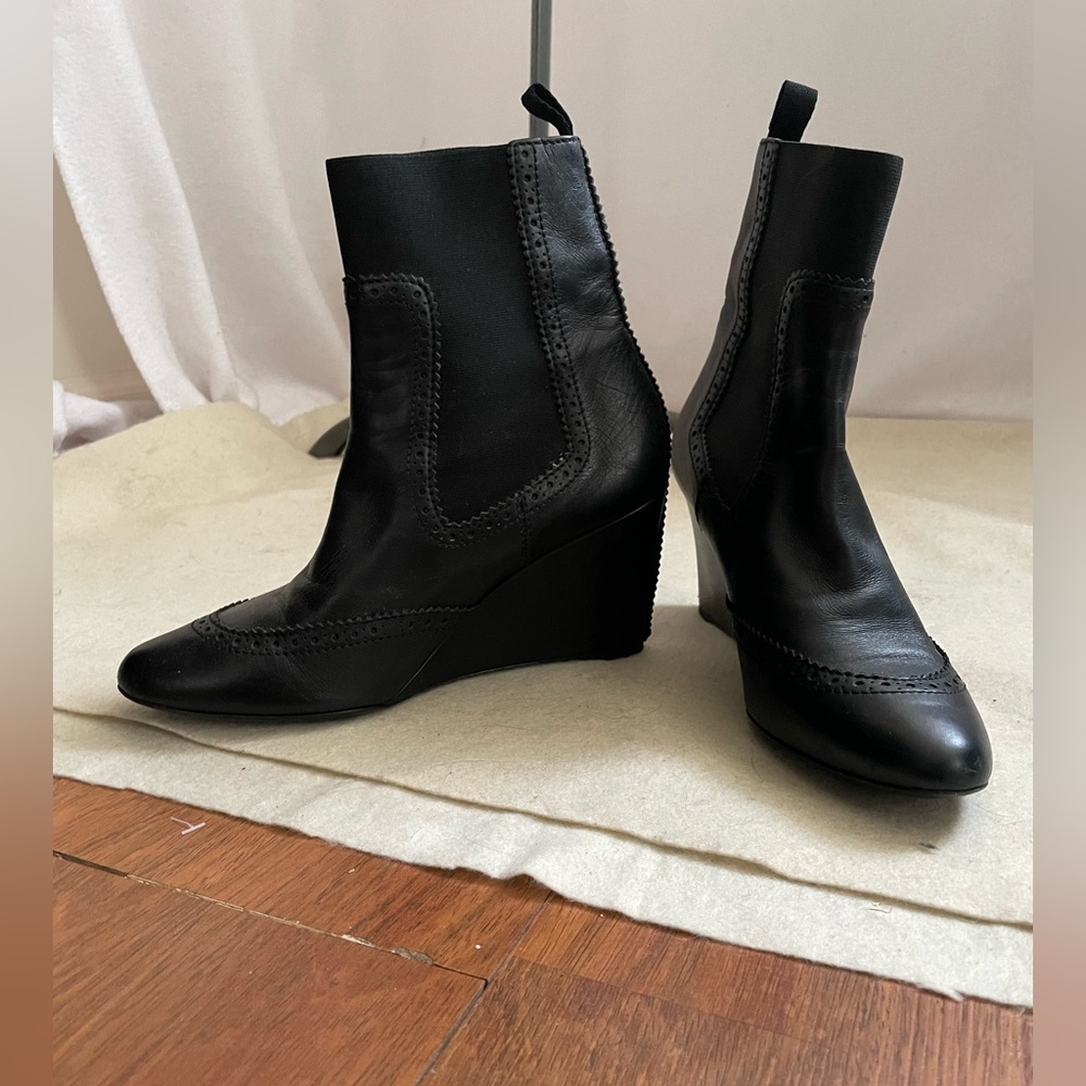 Balenciaga black wedge booties